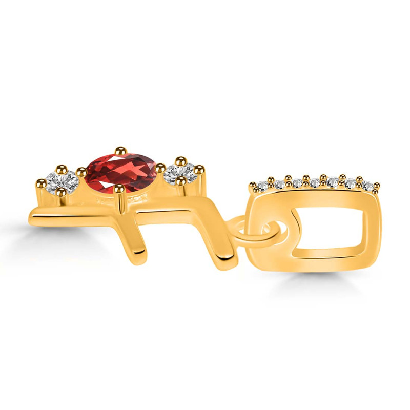 Garnet & White Topaz Alphabet F Pendant GAR-RDA-84.
