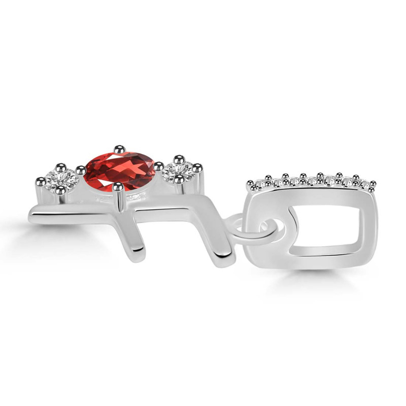 Garnet & White Topaz Alphabet F Pendant