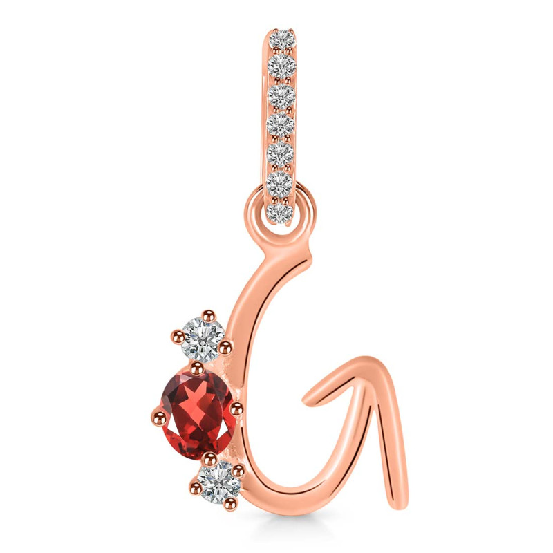 Garnet & White Topaz Alphabet G Pendant GAR-RDA-85.