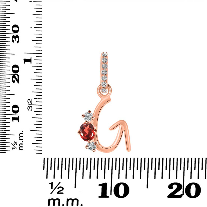 Garnet & White Topaz Alphabet G Pendant GAR-RDA-85.