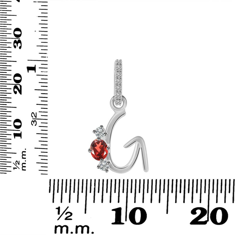 Garnet & White Topaz Alphabet G Pendant GAR-RDA-85.