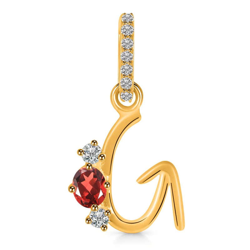 Garnet & White Topaz Alphabet G Pendant GAR-RDA-85.
