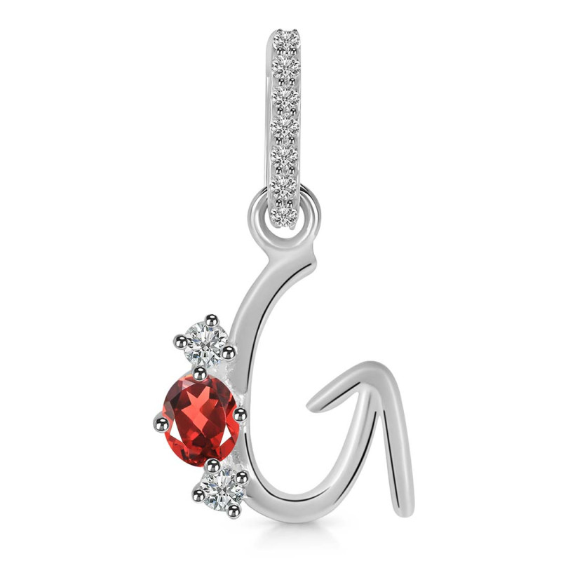 Garnet & White Topaz Alphabet G Pendant GAR-RDA-85.