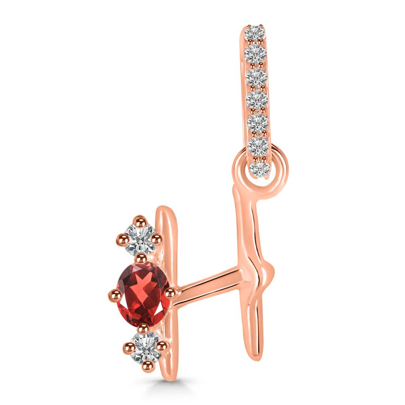 Garnet & White Topaz Alphabet H Pendant GAR-RDA-86.
