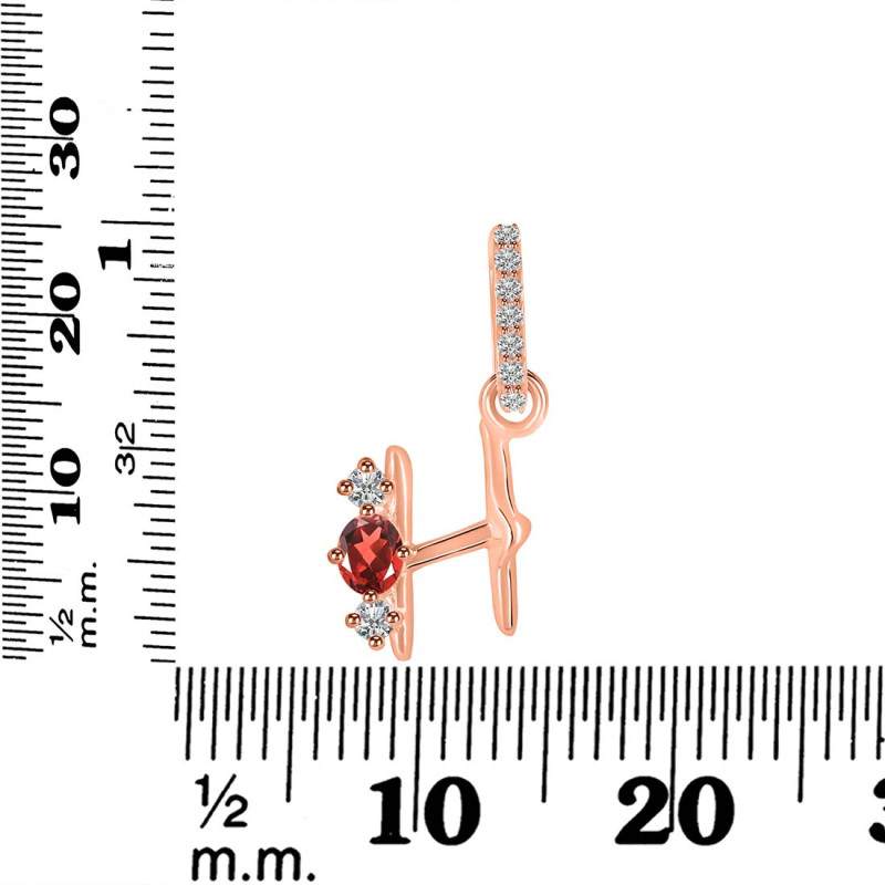 Garnet & White Topaz Alphabet H Pendant GAR-RDA-86.