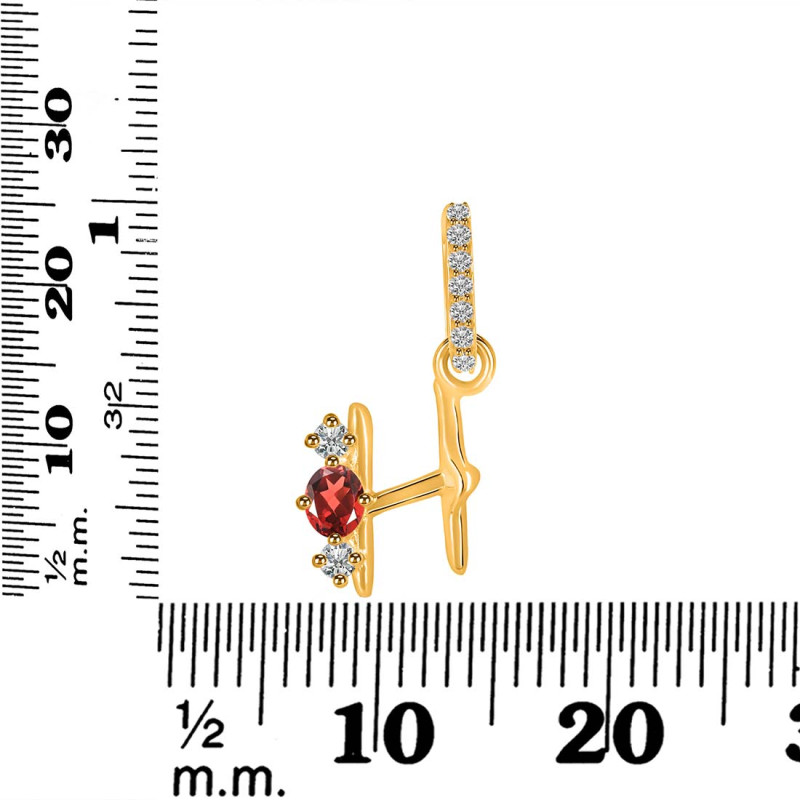 Garnet & White Topaz Alphabet H Pendant GAR-RDA-86.