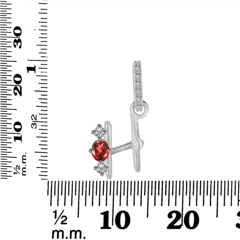 Garnet & White Topaz Alphabet H Pendant GAR-RDA-86.