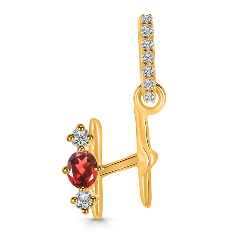 Garnet & White Topaz Alphabet H Pendant GAR-RDA-86.