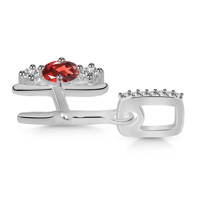 Garnet & White Topaz Alphabet H Pendant