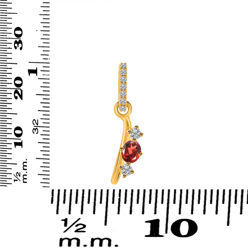 Garnet & White Topaz Alphabet I Pendant GAR-RDA-87.