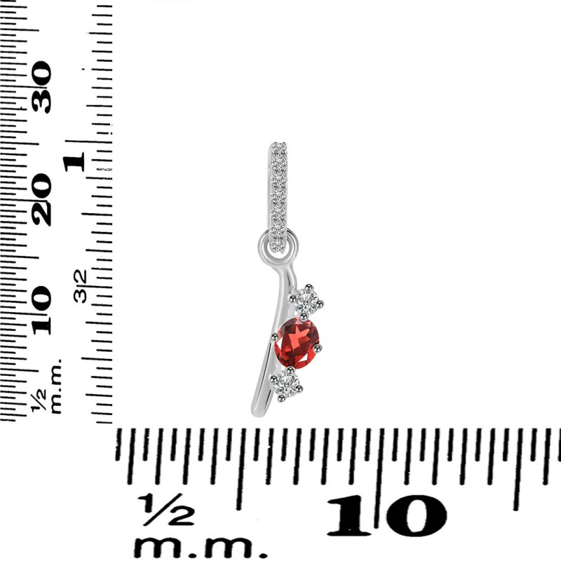 Garnet & White Topaz Alphabet I Pendant GAR-RDA-87.