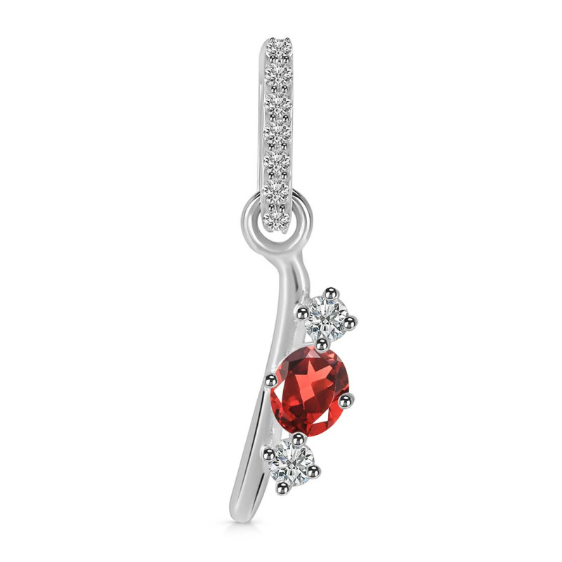Garnet & White Topaz Alphabet I Pendant GAR-RDA-87.