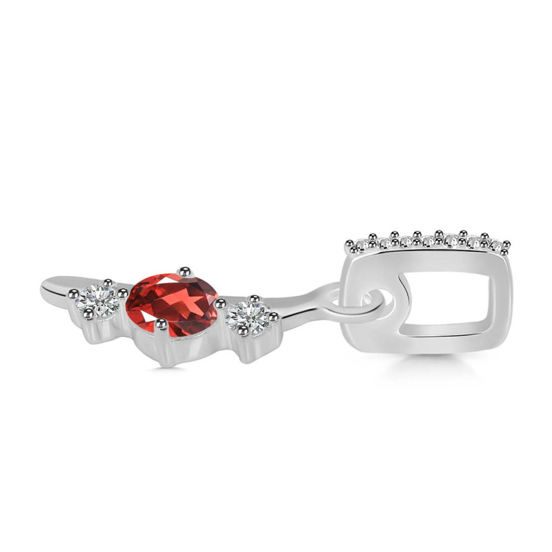 Garnet & White Topaz Alphabet I Pendant