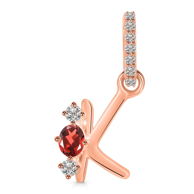 Garnet & White Topaz Alphabet K Pendant GAR-RDA-89.
