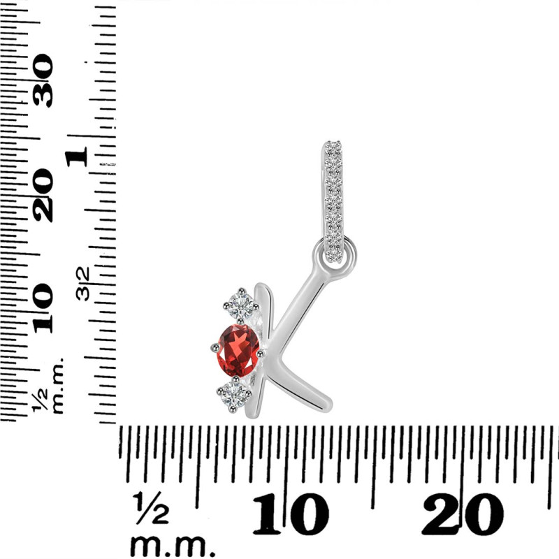 Garnet & White Topaz Alphabet K Pendant GAR-RDA-89.