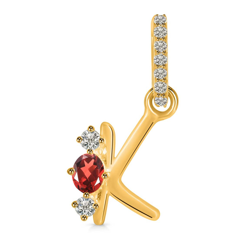 Garnet & White Topaz Alphabet K Pendant GAR-RDA-89.