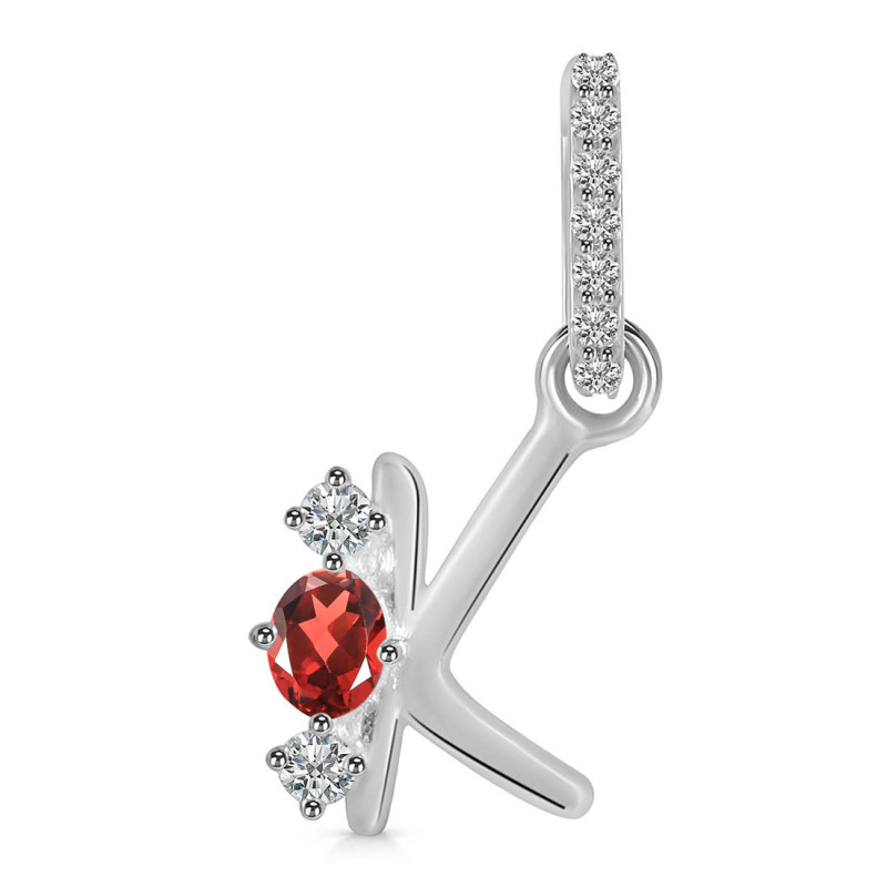Garnet & White Topaz Alphabet K Pendant GAR-RDA-89.