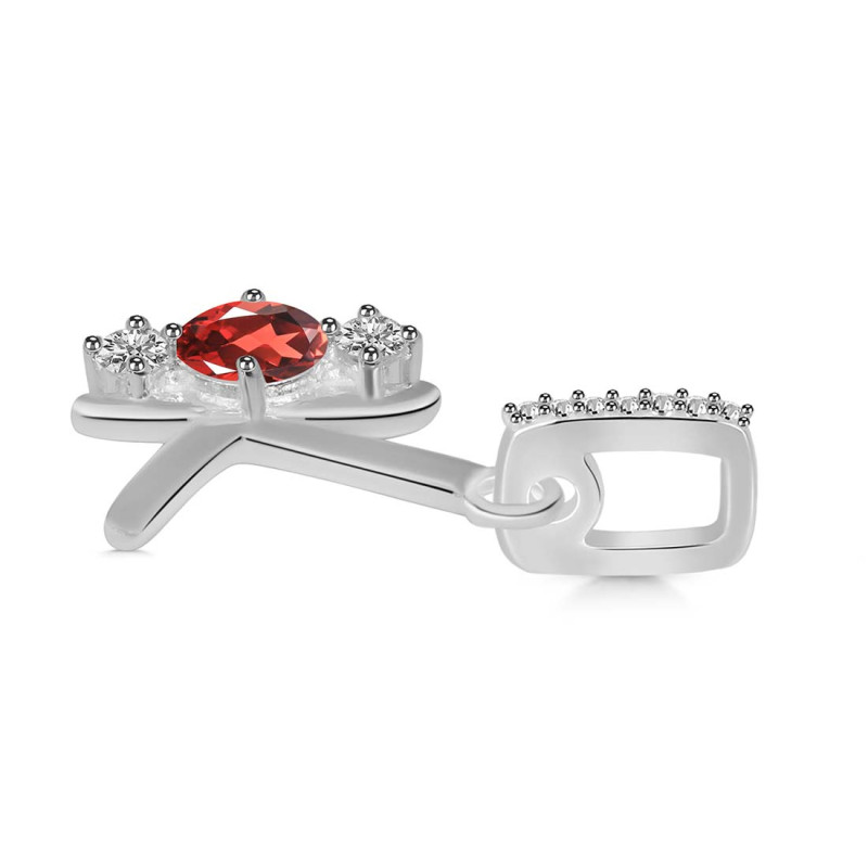 Garnet & White Topaz Alphabet K Pendant