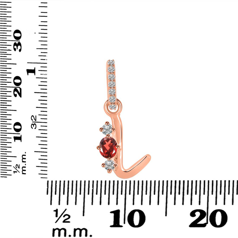 Garnet & White Topaz Alphabet L Pendant GAR-RDA-90.