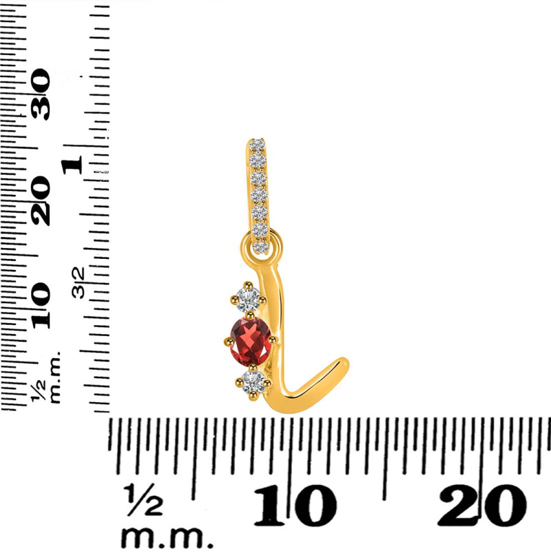Garnet & White Topaz Alphabet L Pendant GAR-RDA-90.
