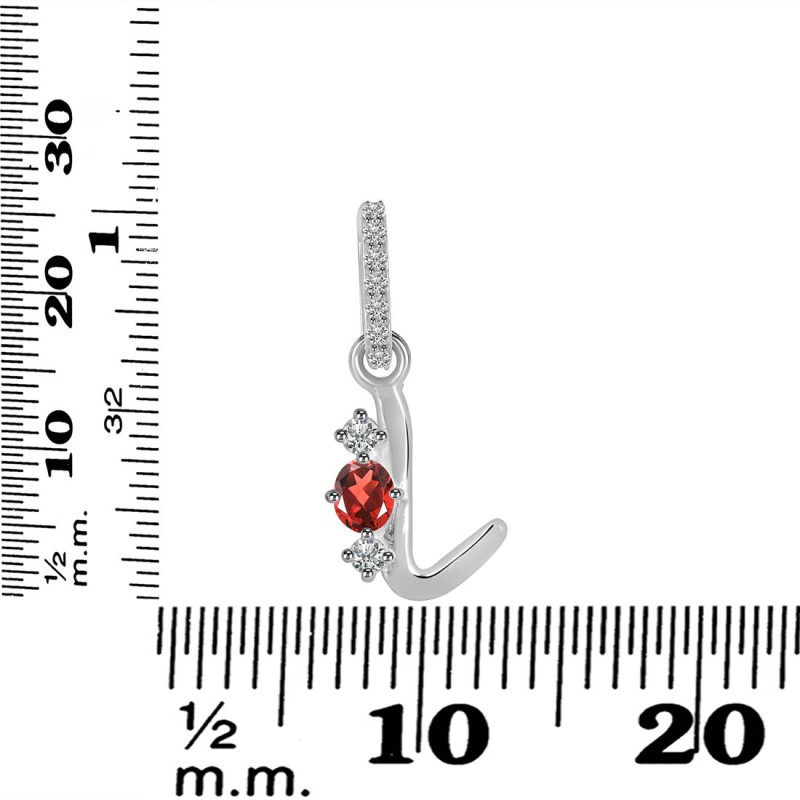 Garnet & White Topaz Alphabet L Pendant GAR-RDA-90.