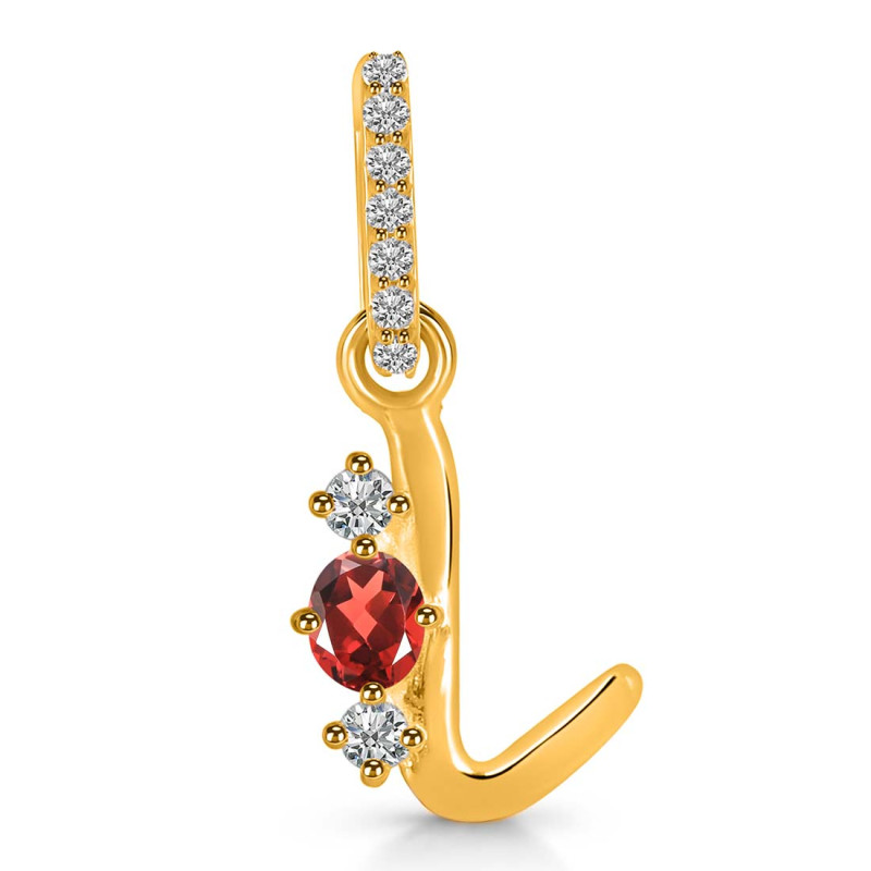 Garnet & White Topaz Alphabet L Pendant GAR-RDA-90.