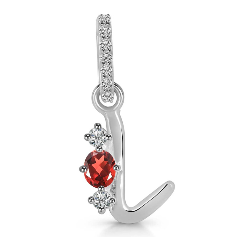 Garnet & White Topaz Alphabet L Pendant GAR-RDA-90.