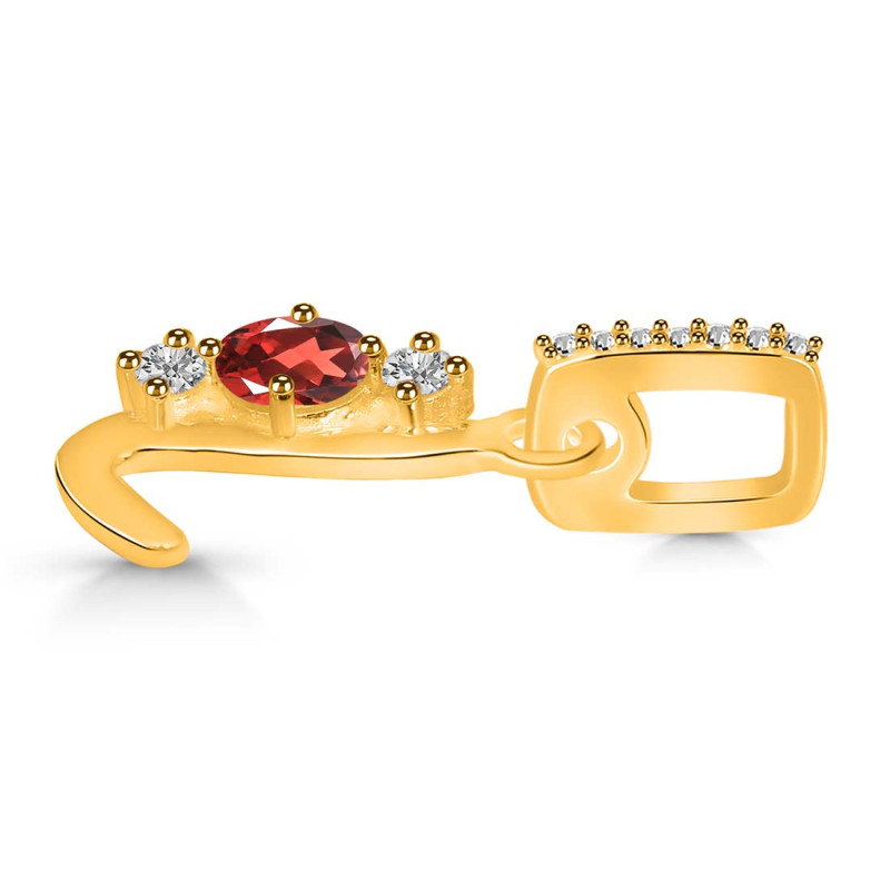 Garnet & White Topaz Alphabet L Pendant GAR-RDA-90.