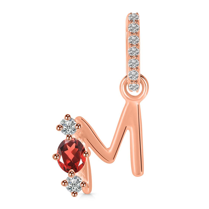 Garnet & White Topaz Alphabet M Pendant GAR-RDA-91.