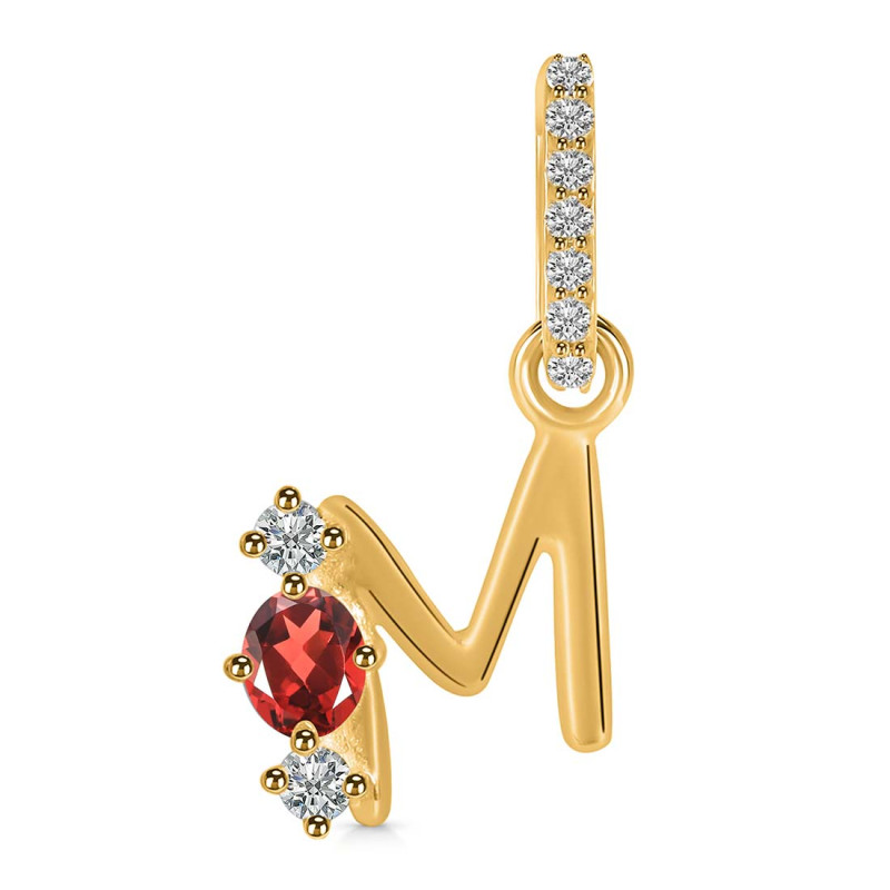 Garnet & White Topaz Alphabet M Pendant GAR-RDA-91.