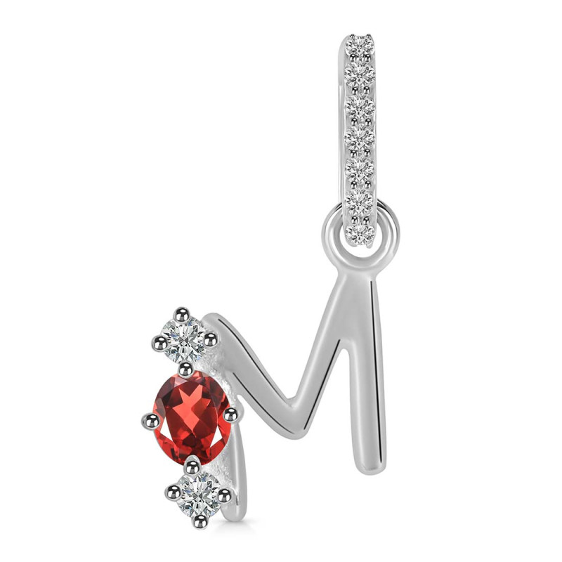 Garnet & White Topaz Alphabet M Pendant GAR-RDA-91.