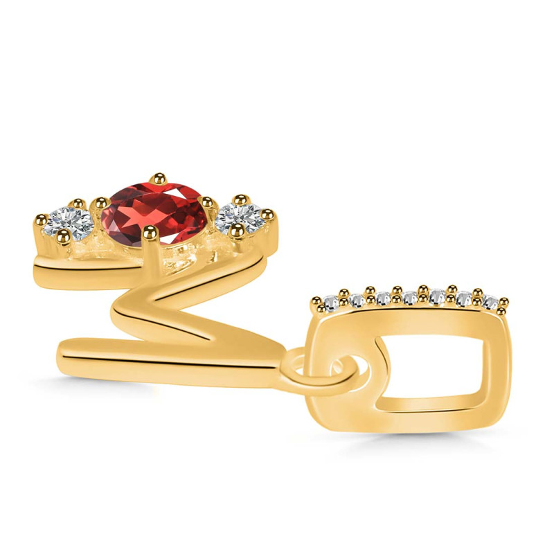 Garnet & White Topaz Alphabet M Pendant GAR-RDA-91.