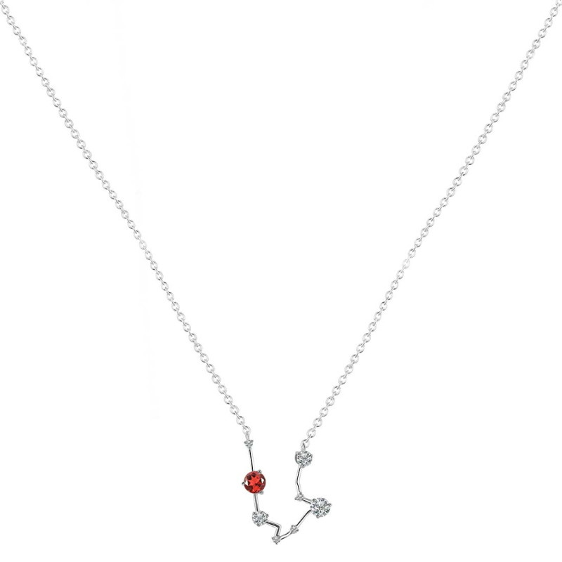 Aquarius Zodiac Star Constellation Garnet & White Topaz Necklace GAR-RDN-487.