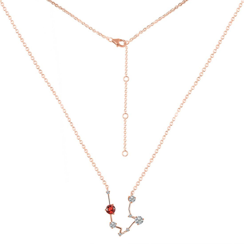 Aquarius Zodiac Star Constellation Garnet & White Topaz Necklace GAR-RDN-487.