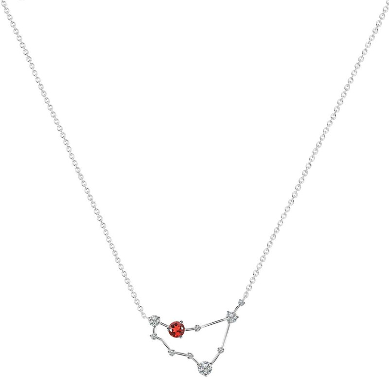 Capricorn Zodiac Star Constellation Garnet & White Topaz Necklace GAR-RDN-489.