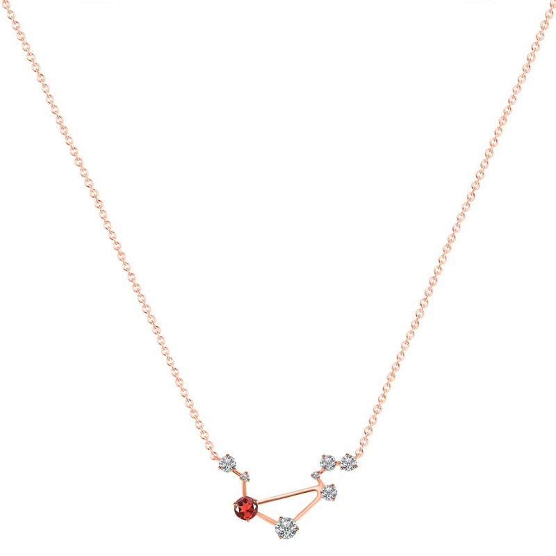 Libra Zodiac Star Constellation Garnet & White Topaz Necklace GAR-RDN-494.