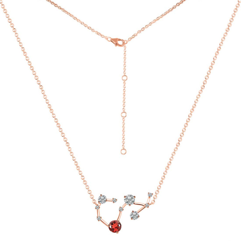 Scorpio Zodiac Star Constellation Garnet & White Topaz Necklace GAR-RDN-495.