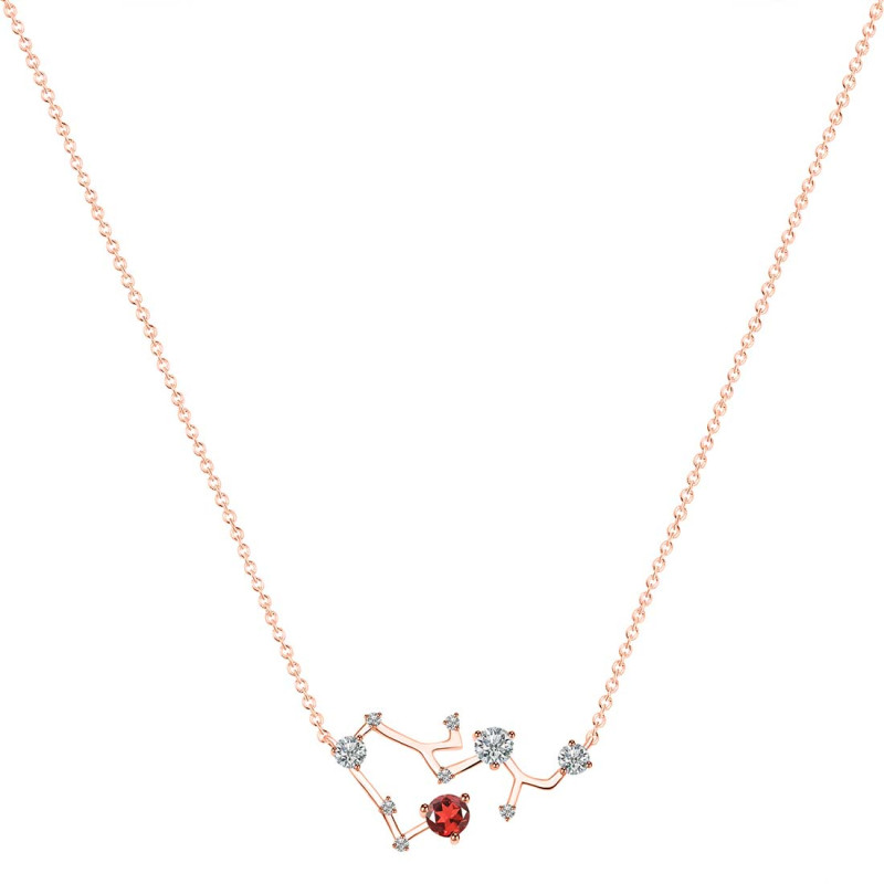 Sagittarius Zodiac Star Constellation Garnet & White Topaz Necklace GAR-RDN-496.