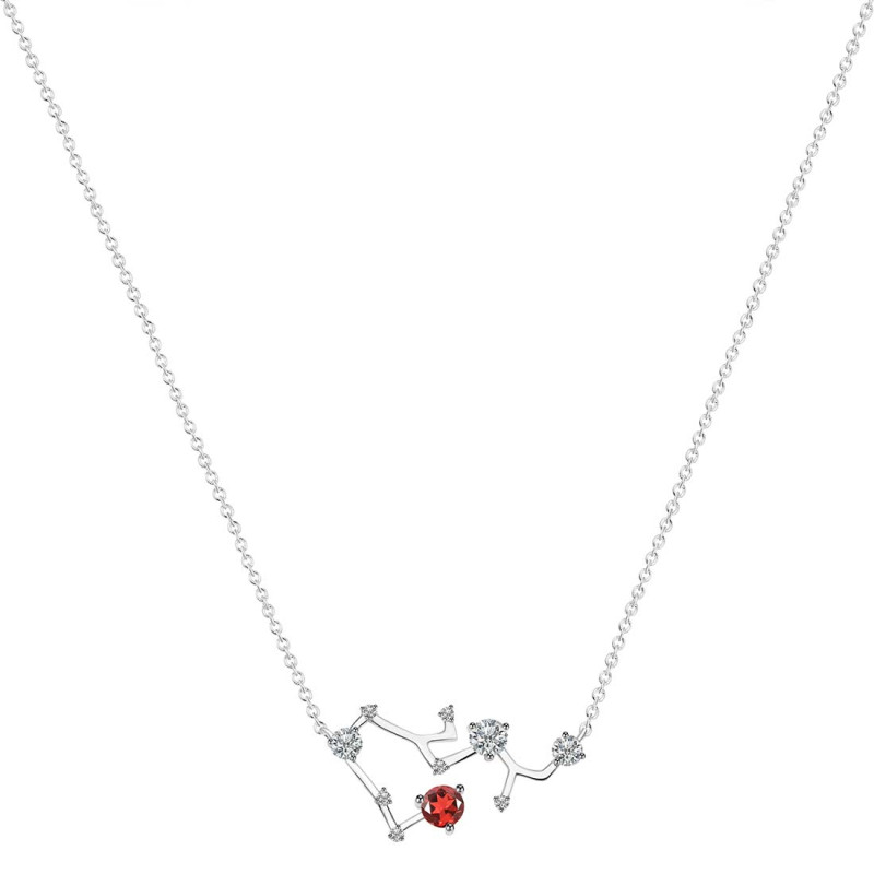 Sagittarius Zodiac Star Constellation Garnet & White Topaz Necklace GAR-RDN-496.