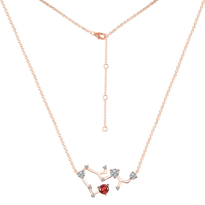 Sagittarius Zodiac Star Constellation Garnet & White Topaz Necklace GAR-RDN-496.