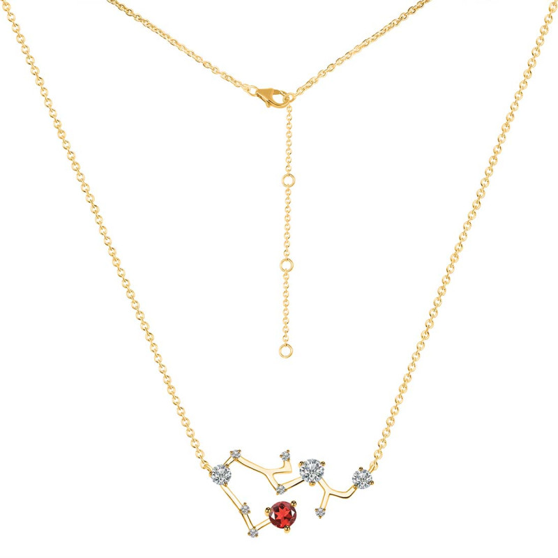 Sagittarius Zodiac Star Constellation Garnet & White Topaz Necklace GAR-RDN-496.