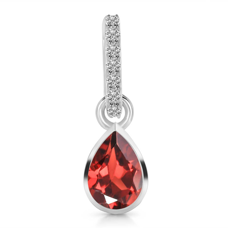 Garnet & White Topaz Pendant GAR-RDP-779-CZ-LOOP.
