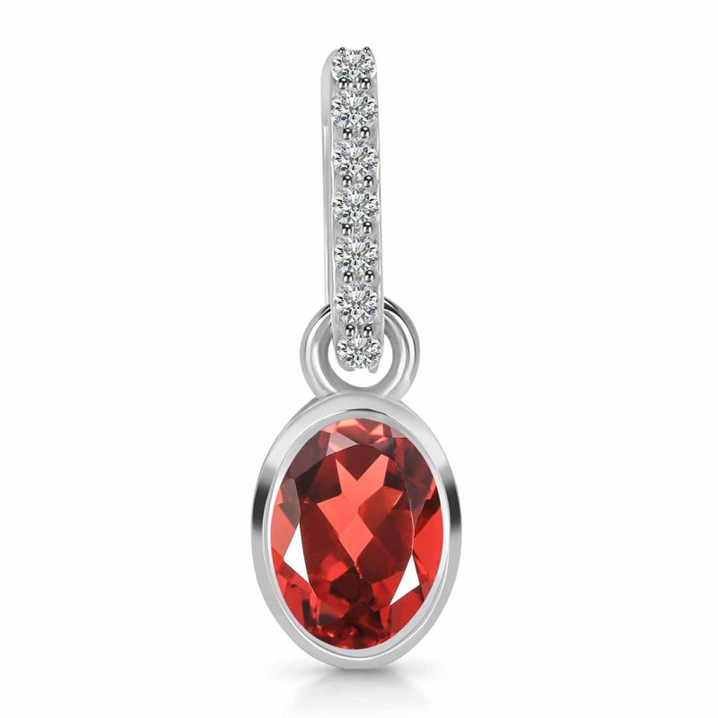 Garnet & White Topaz Pendant GAR-RDP-780-CZ-LOOP.