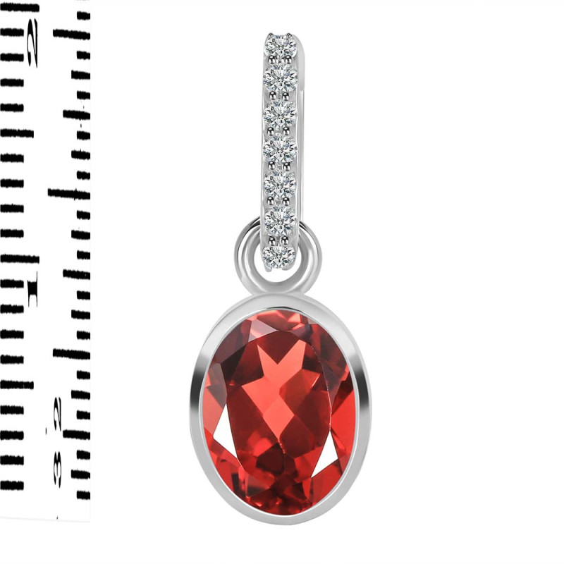 Garnet & White Topaz Pendant GAR-RDP-792-CZ-LOOP.