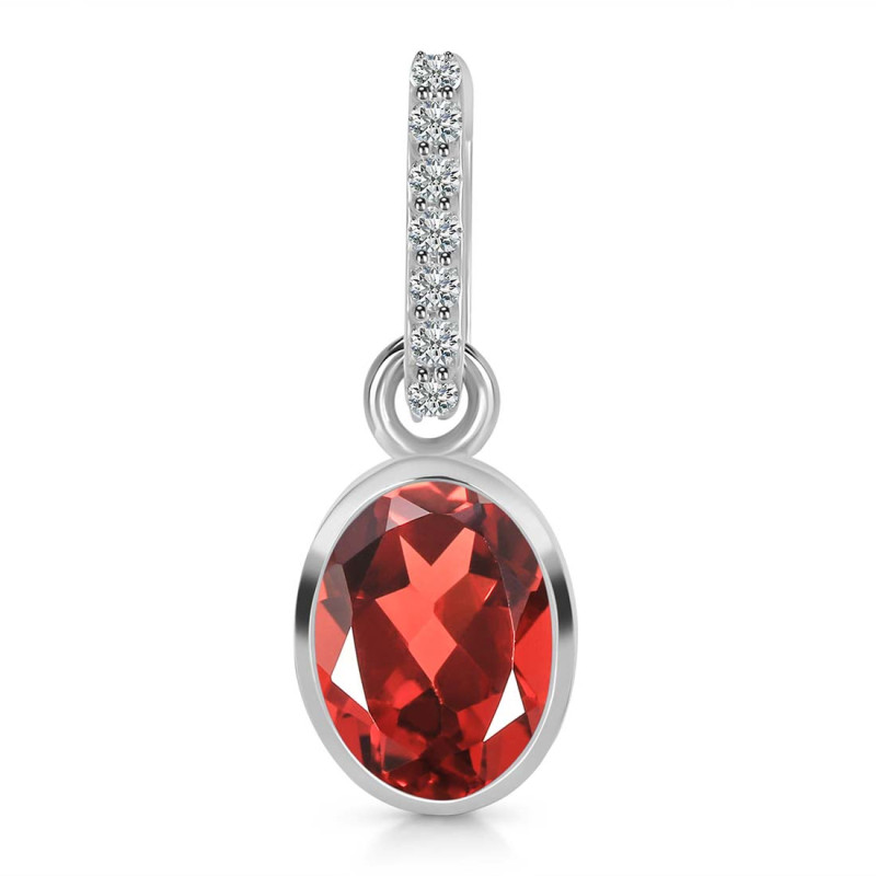 Garnet & White Topaz Pendant GAR-RDP-792-CZ-LOOP.
