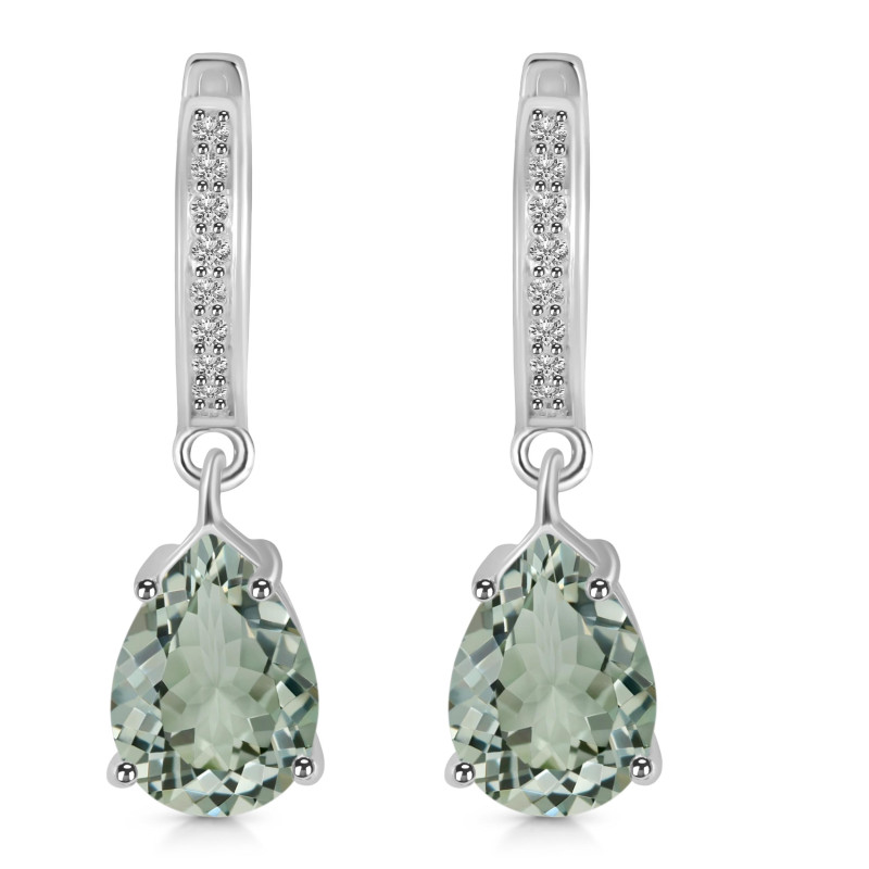 Green Amethyst & White Topaz Hoop Earring GRA-RDE-1223.