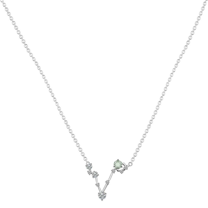 Pisces Zodiac Star Constellation Green Amethyst & White Topaz Necklace GRA-RDN-387.