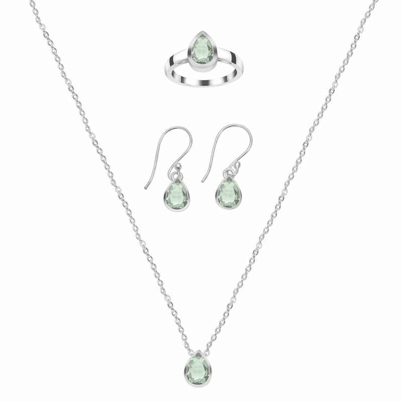  Green Amethyst Jewelry Set