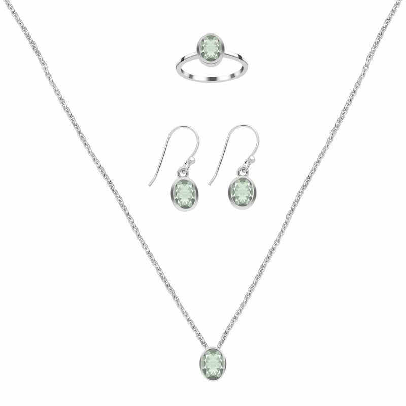  Green Amethyst Jewelry Set