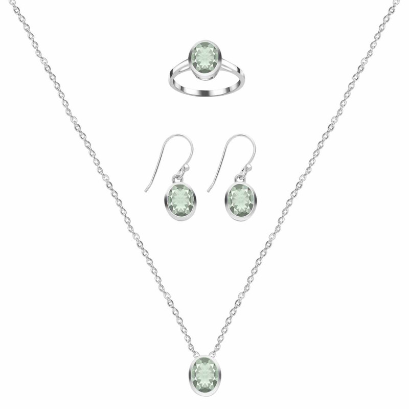  Green Amethyst Jewelry Set